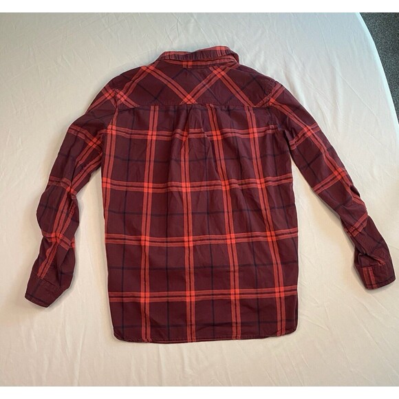 Carhartt Plaid Flannel Red Striped Long Sleeve Button Up Pocket Medium 8/10 - Picture 3 of 8